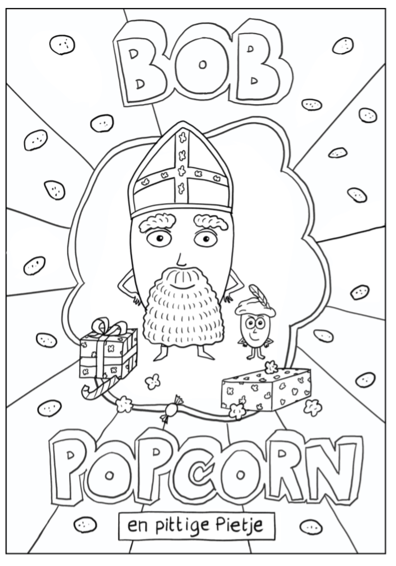 Sinterklaas kleurplaat Bob Popcorn 
