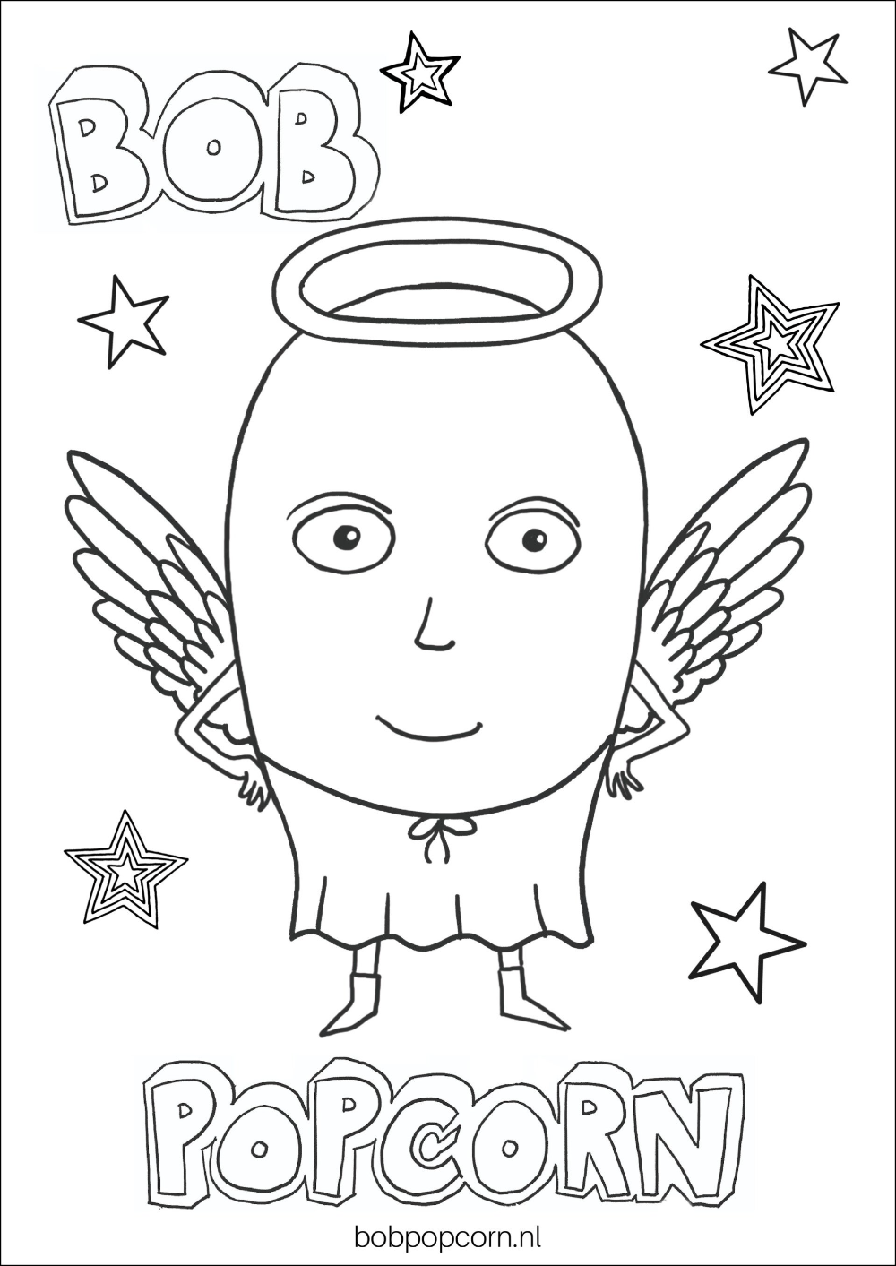 bob Popcorn kerst engel kleurplaat