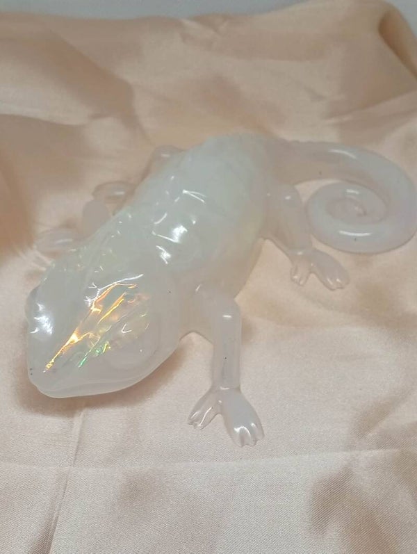 Caméléon décoratif – Blanc transparent aux pétales holographiques
