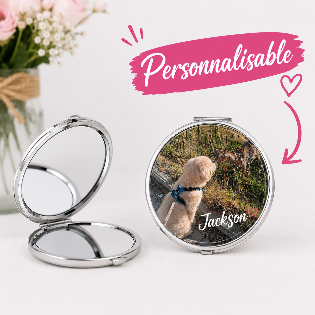 Miroir de poche personnalisé – Créez le vôtre !