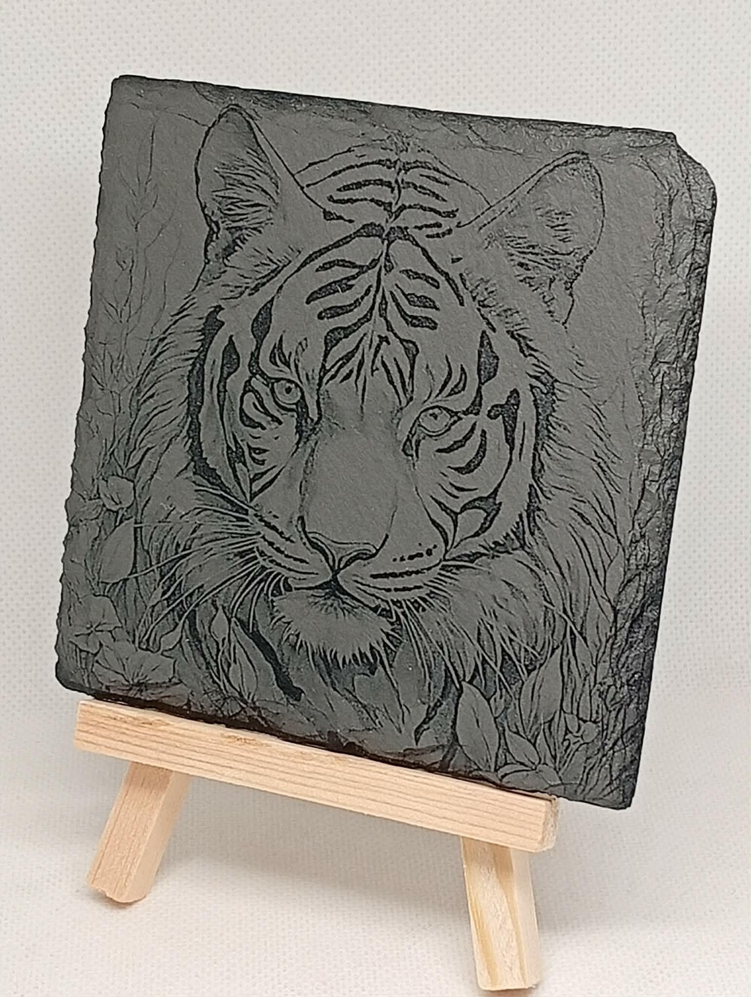 Ardoise Gravée Tigre – Décoration ou Dessous de Verre