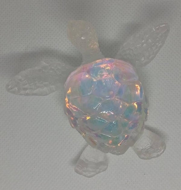 Tortue de mer décorative – Transparente aux pétales holographiques