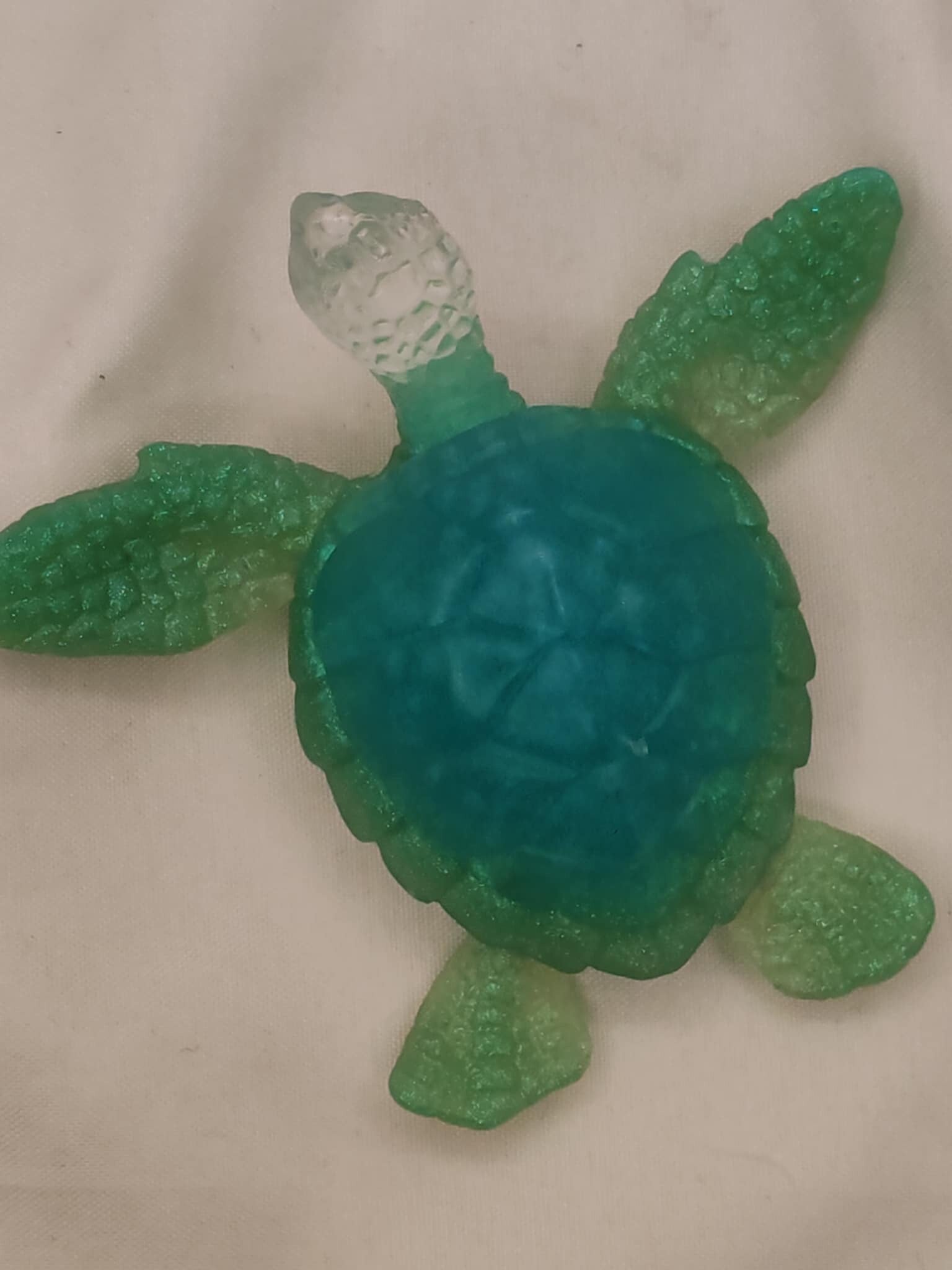 Tortue de mer décorative – Verte et turquoise phosphorescente