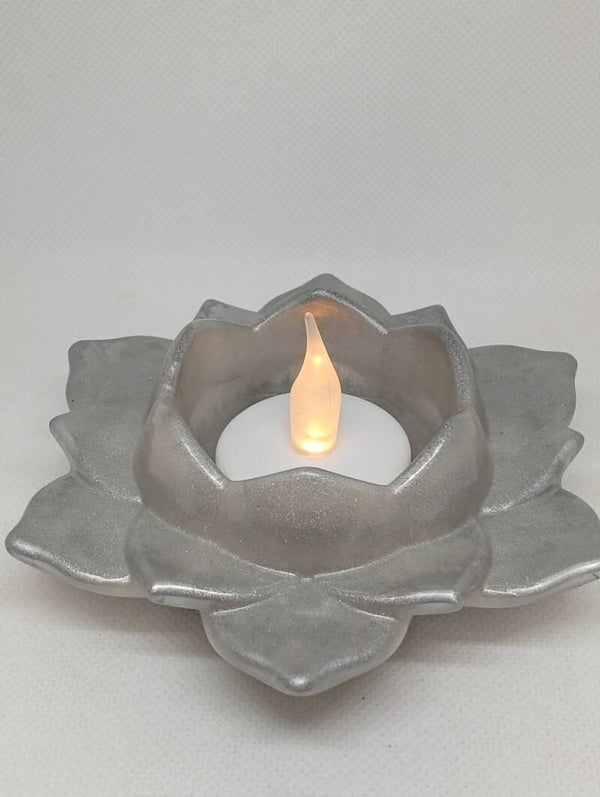 Bougeoir fleur de lotus – Argenté