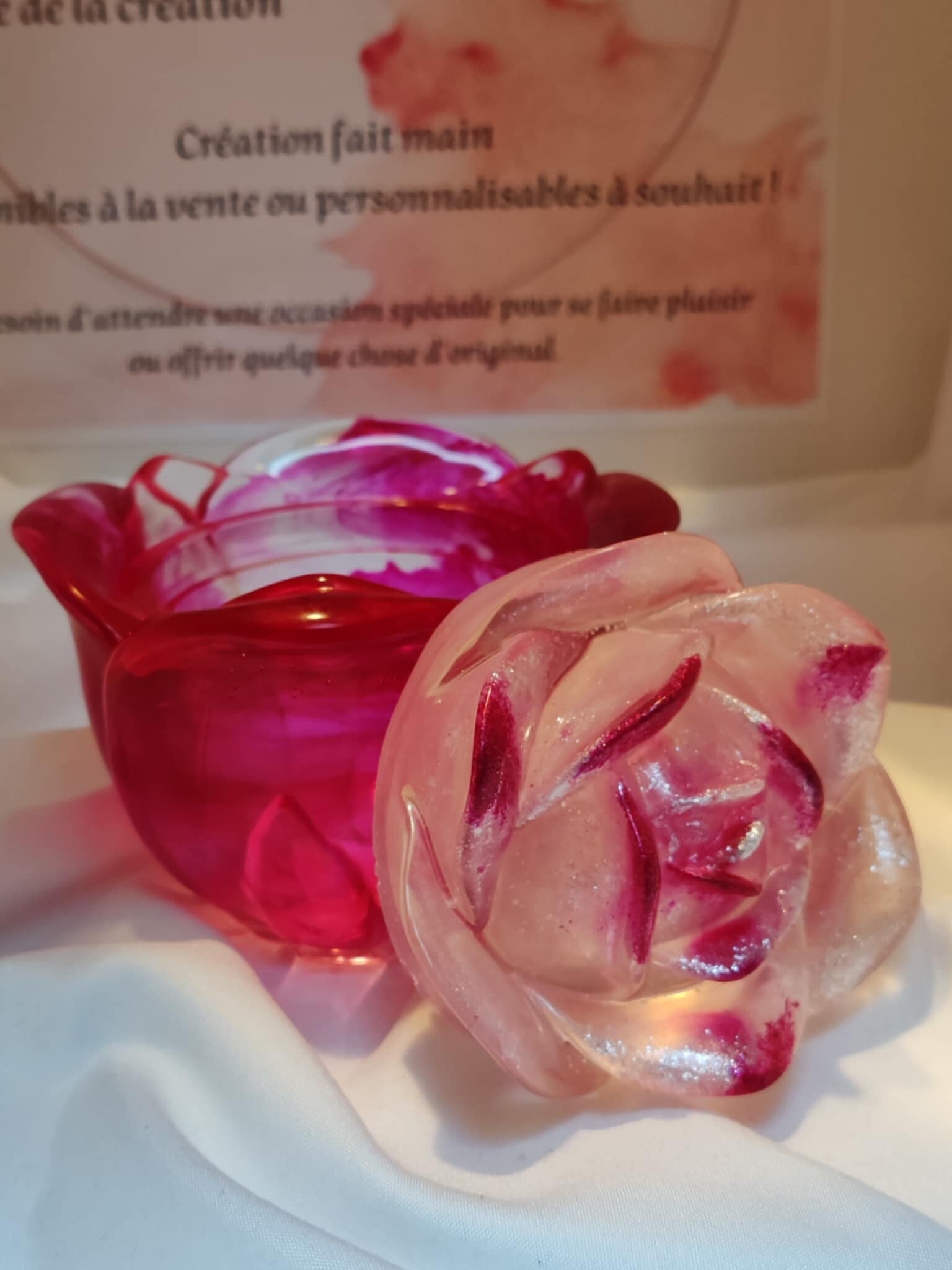 Pot Rose avec Couvercle – Résine Époxy