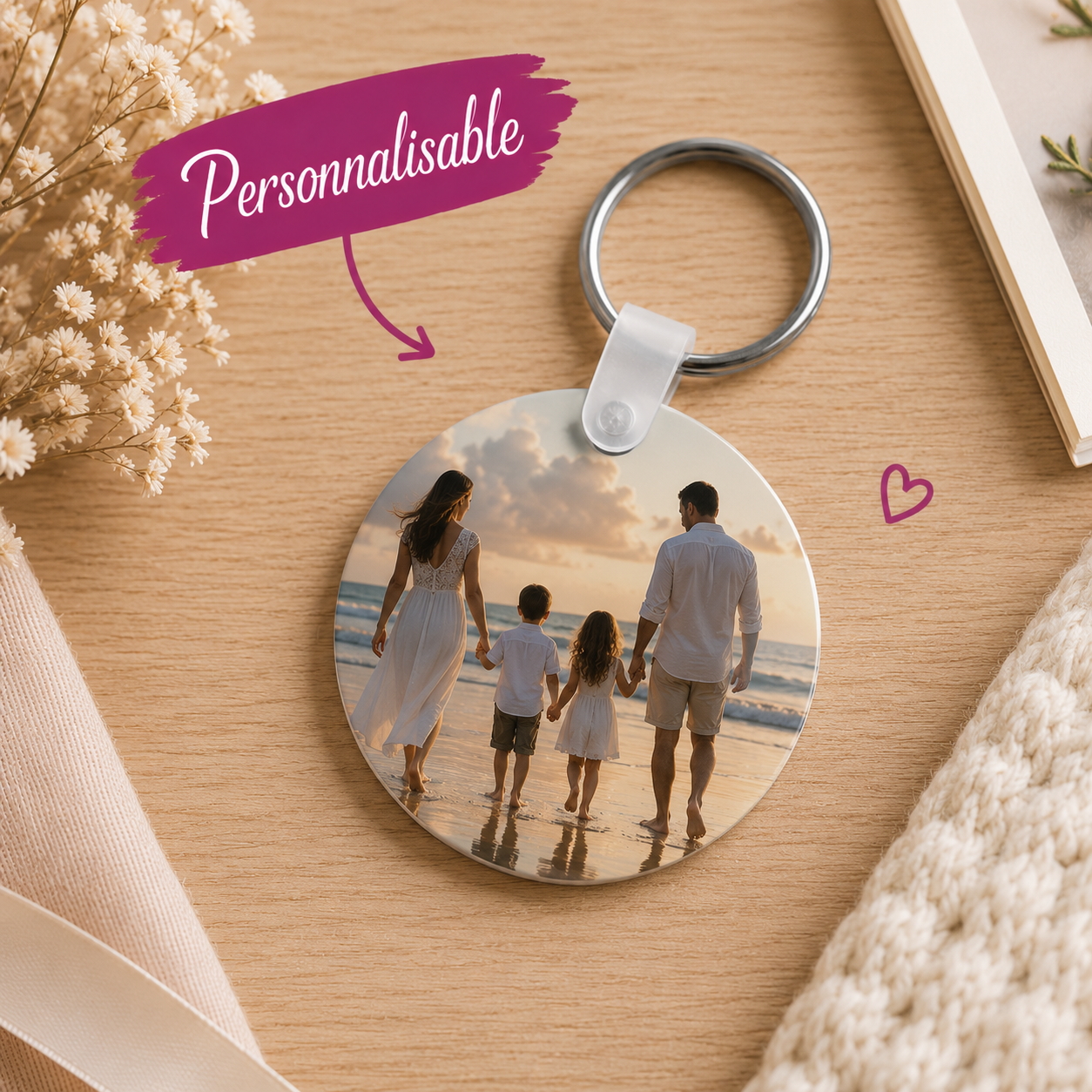 Porte-clé rond personnalisé – Créez le vôtre !