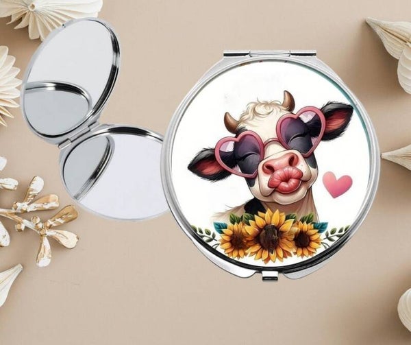 Miroir de poche vache