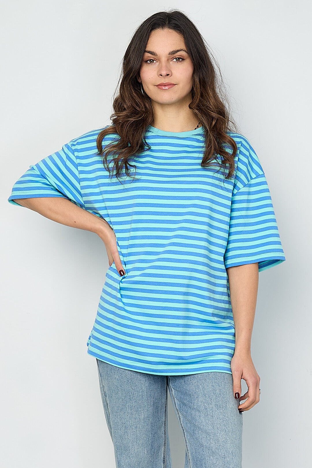 T-shirt gestreept blauw