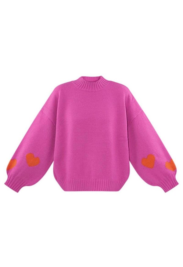 Oversized trui hart roze