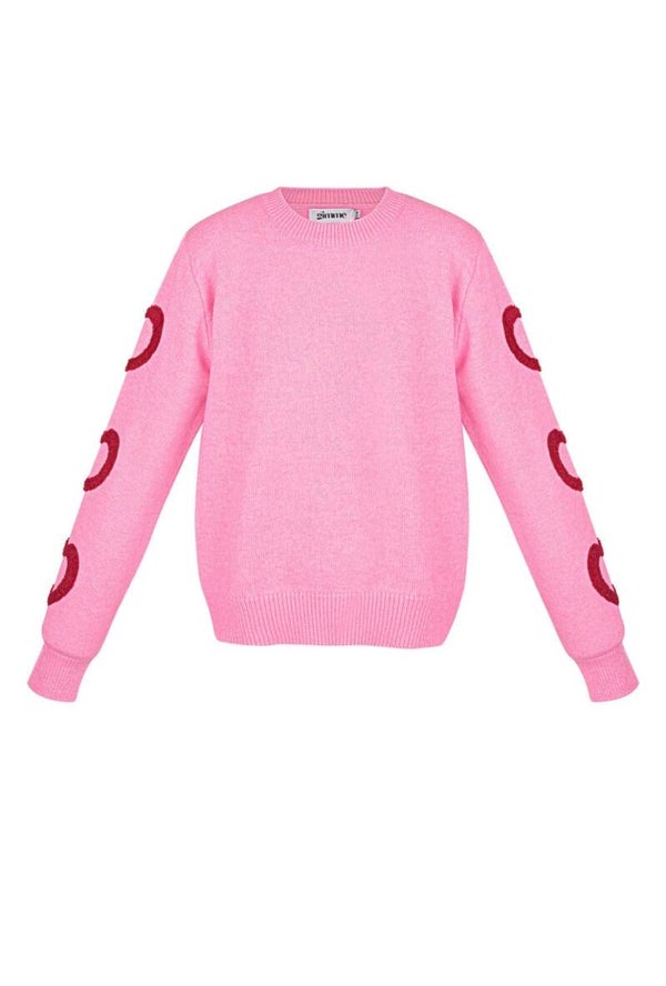 Trui hartenpatroon roze