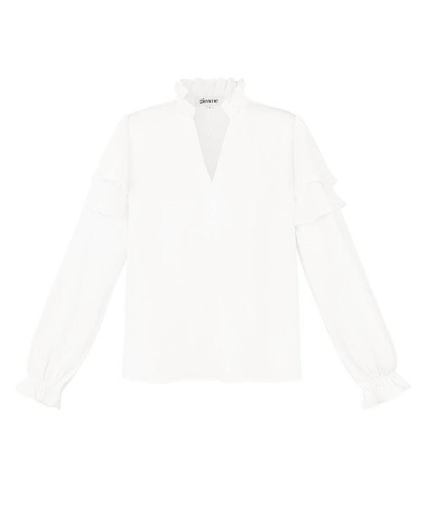 Witte blouse met roezel