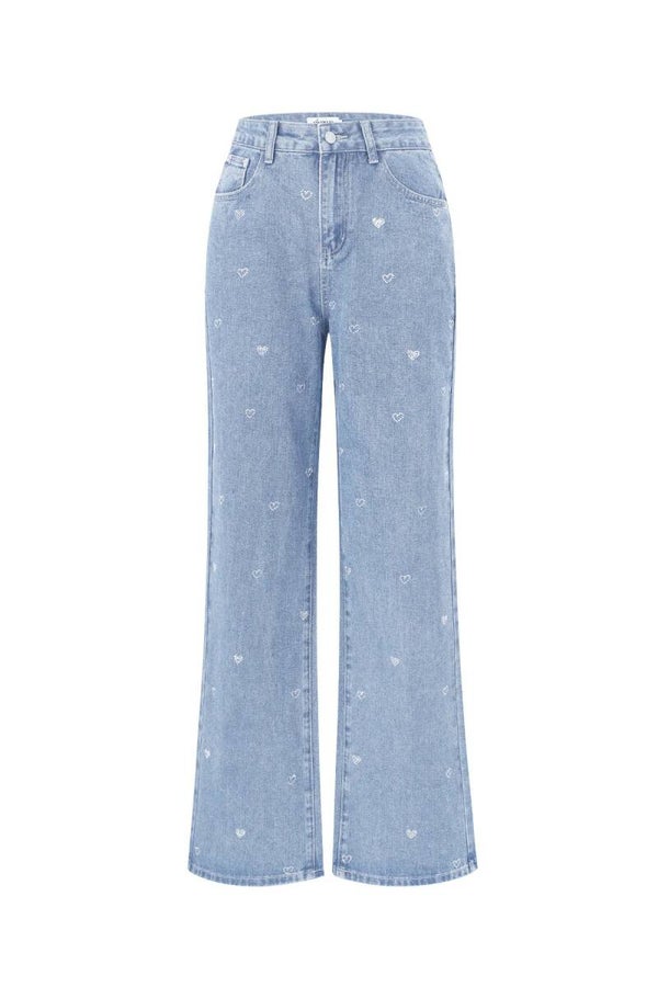 Jeans straight light blue glitter