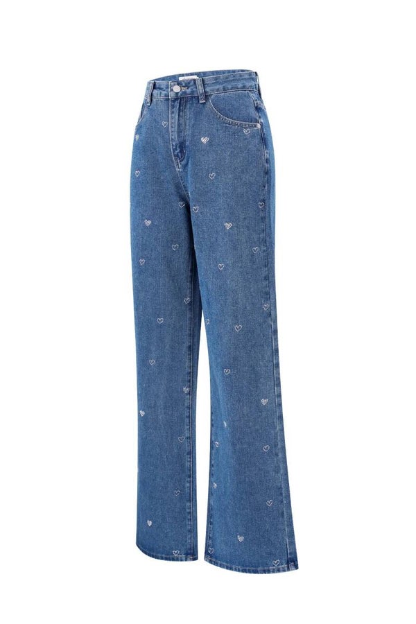 Jeans straight dark blue glitter