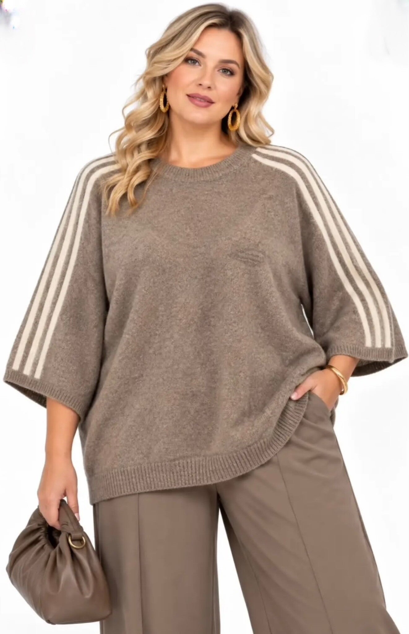 Sweater 3/4 mouw met streep