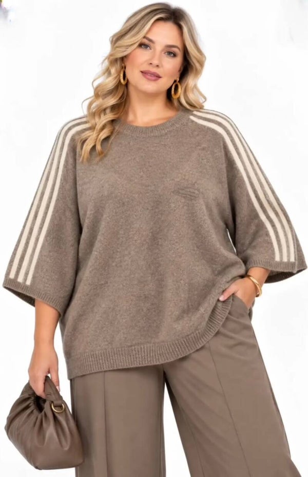 Sweater 3/4 mouw met streep