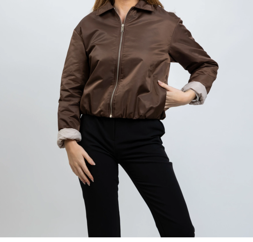 Bomber jacket with contrast lining