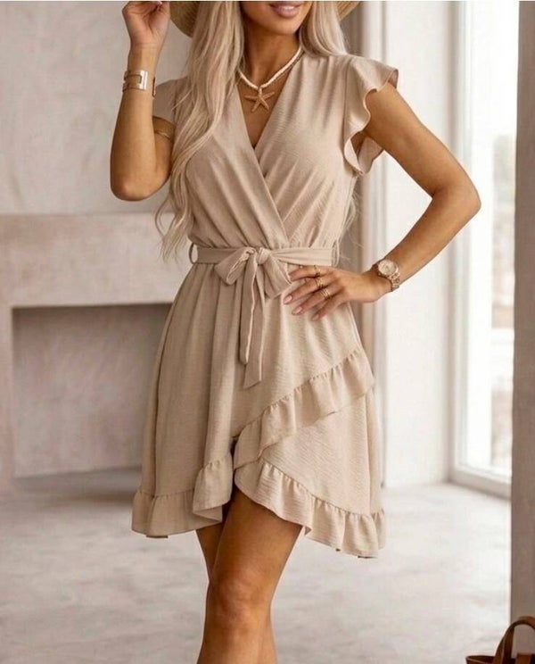 Beige Jurkje met Ruffles – Vrouwelijk & Zomers Must-have