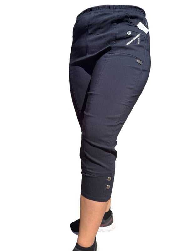 3/4 stretch broek donkerblauw hippe oma Cherry Berry