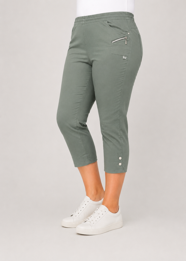3/4 Stretch broek hippe oma groen Cherry Berry