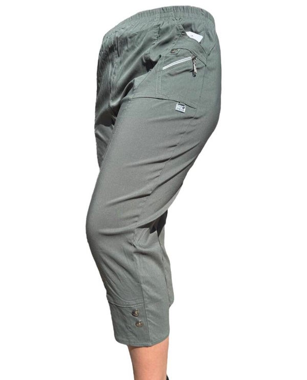 3/4 Stretch broek hippe oma groen Cherry Berry