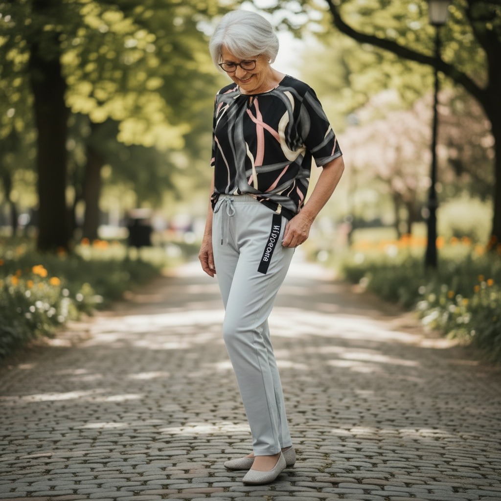 Stretch Pantalon met koordje Grijs