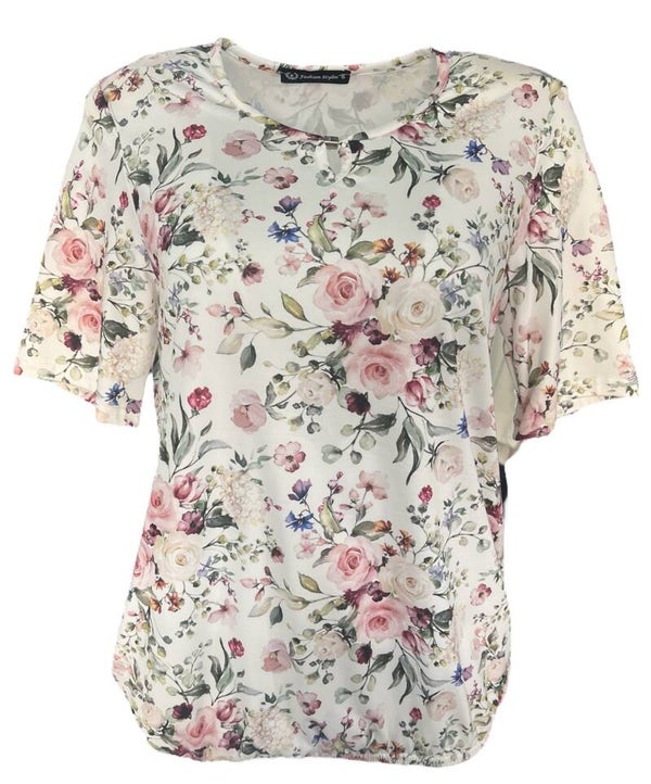 Hippe oma shirt roos