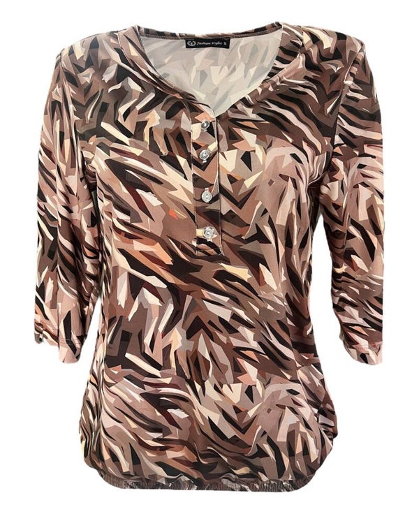 Shirt Hippe Oma  Bruin tinten (lm