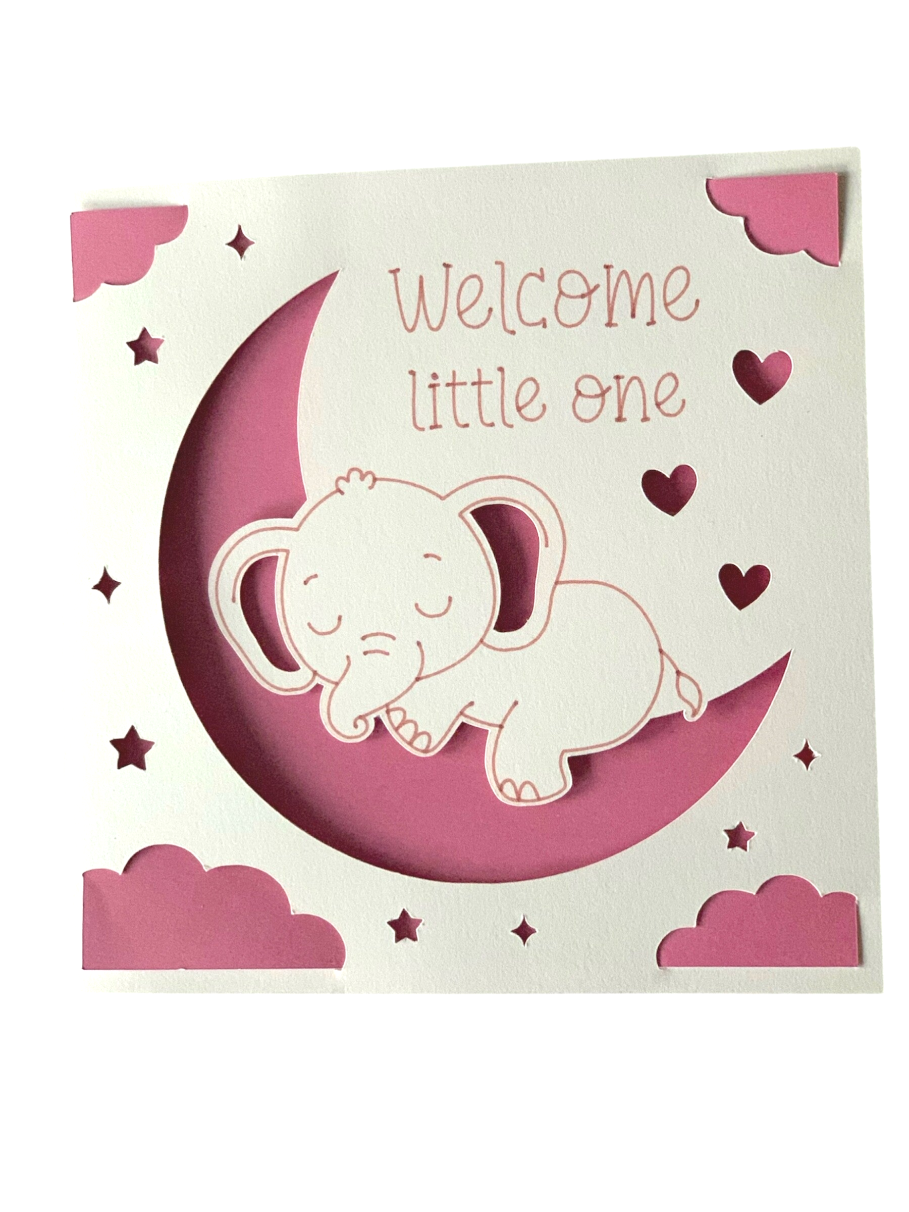 kaartje "Welcome litlle one "roze"