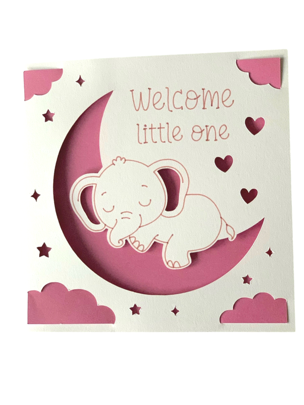 kaartje "Welcome litlle one "roze"