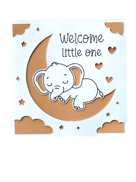 kaart: welcome litlle one "cammel"