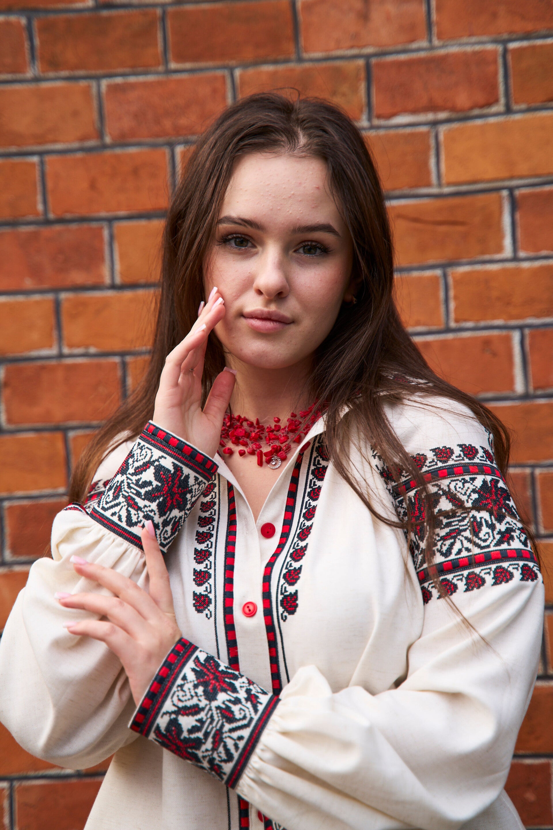 Embroidered Ukrainian pants suit. Drohobych ornament