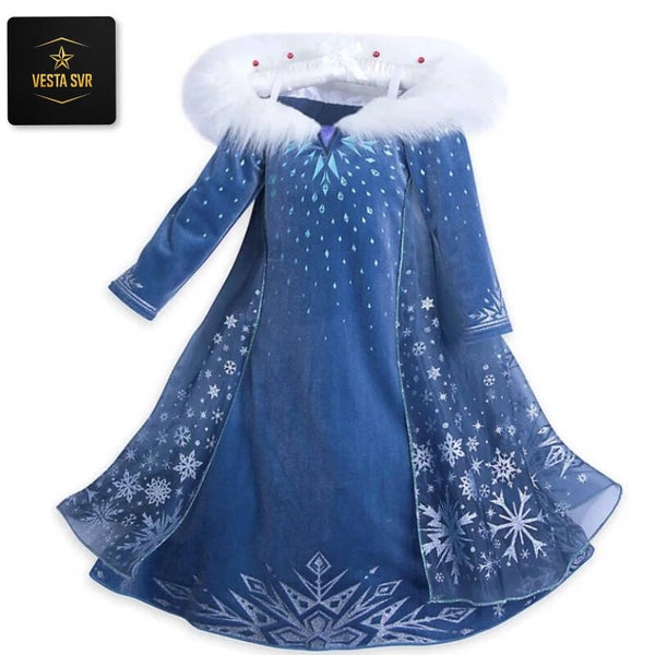 Prinsessenjurk Elsa met sleep ( Gratis verzenden )