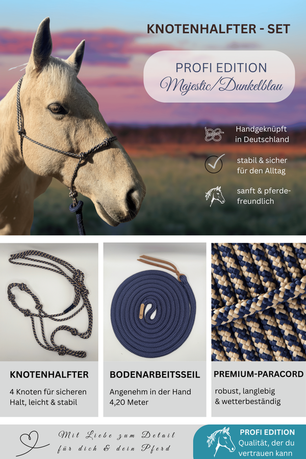 Knotenhalfter-Set PROFI EDITION - Farbe: Majestic/Dunkelblau
