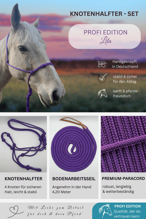 Knotenhalfter-Set PROFI EDITION - Farbe: Lila
