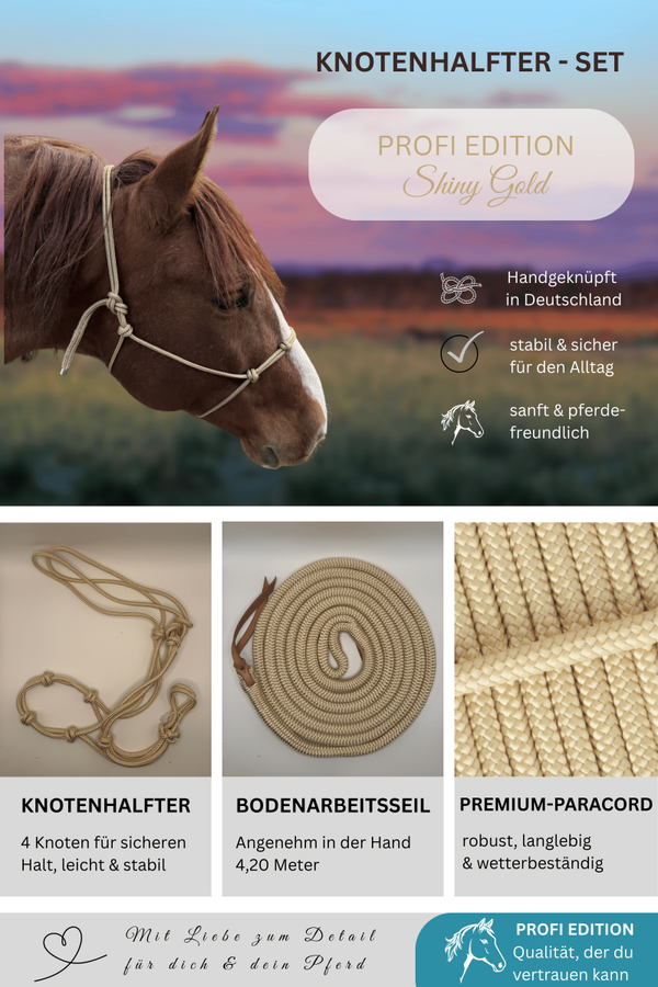 Knotenhalfter-Set PROFI EDITION - Farbe: Shiny Gold