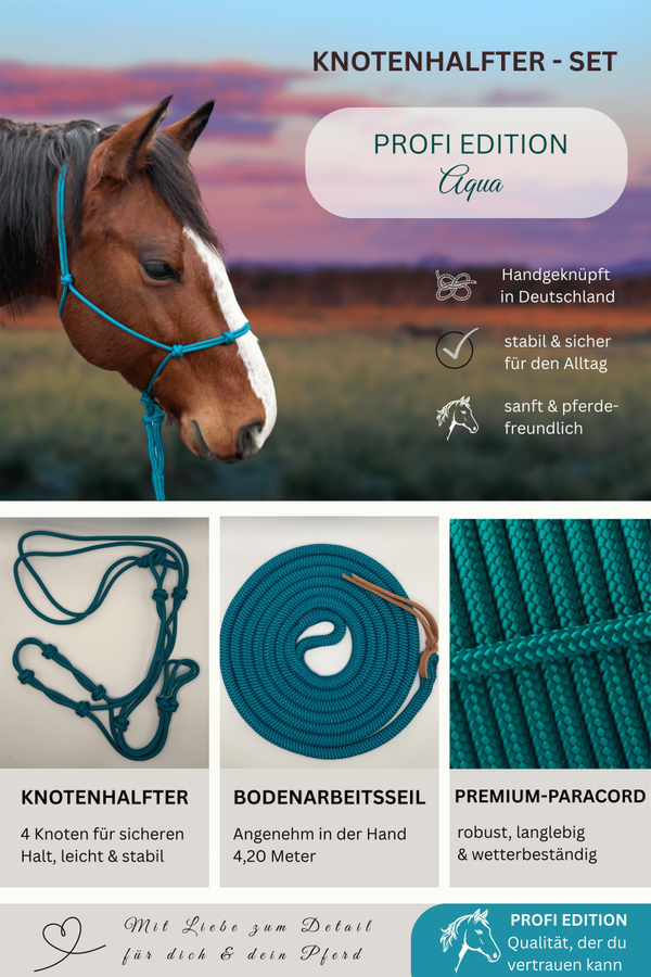 Knotenhalfter-Set PROFI EDITION - Farbe: Aqua