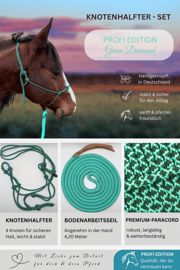 Knotenhalfter-Set PROFI EDITION - Farbe: Green Diamond