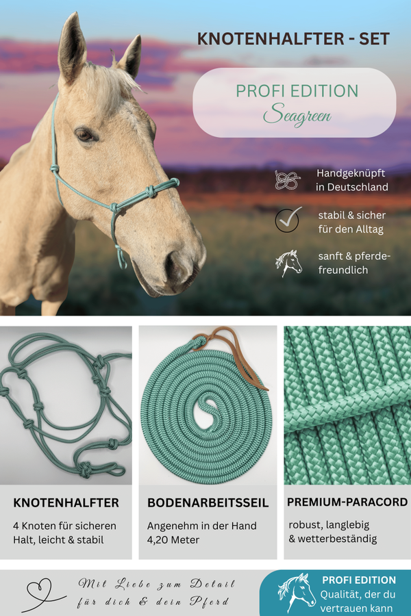 Knotenhalfter-Set PROFI EDITION - Farbe: Sea Green