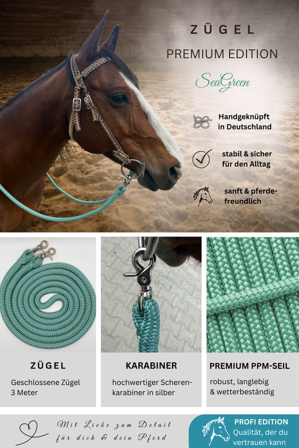 Geschlossene Zügel - Farbe Sea Green