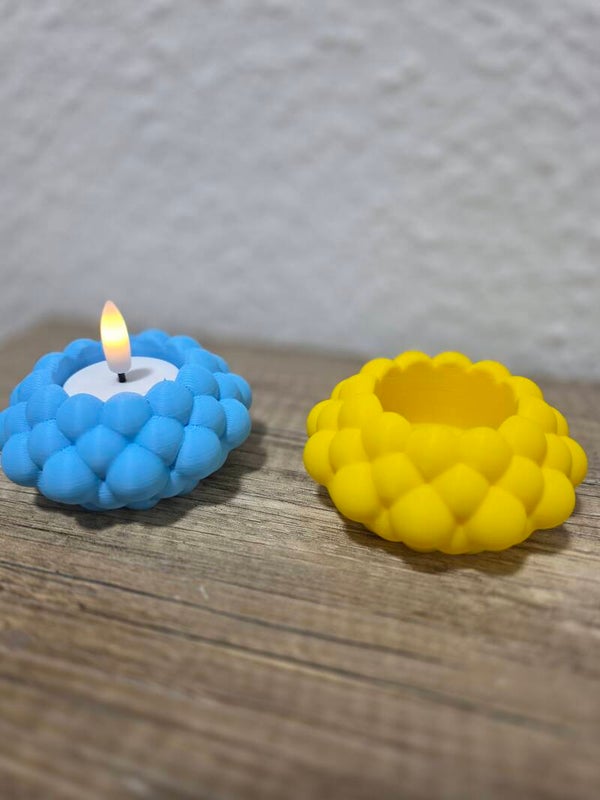 Teelichthalter-2er Set, Bubble Design – 3D Druck – moderne Deko – für LED-Teelichter – Farbe nach Wunsch