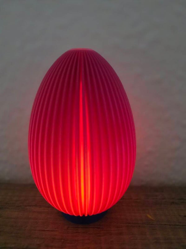 Dekoratives LED-Deko Ei – 3D Druck – modernes Rillen-Design – Stimmungslicht – Farbe nach Wunsch