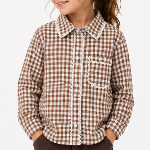 Chemise vichy marron