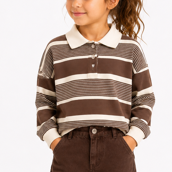 Polo rayé marron