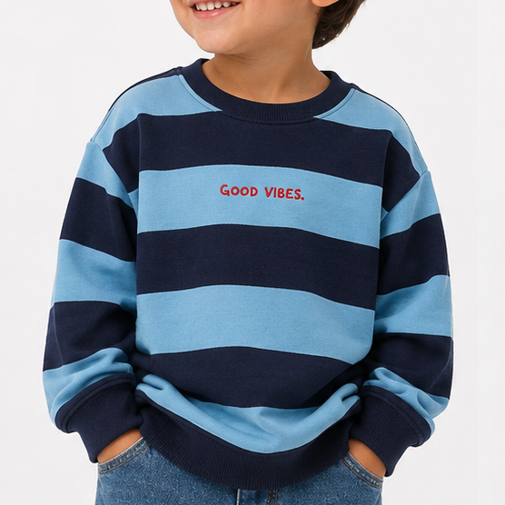 Sweat à rayure marine/bleu