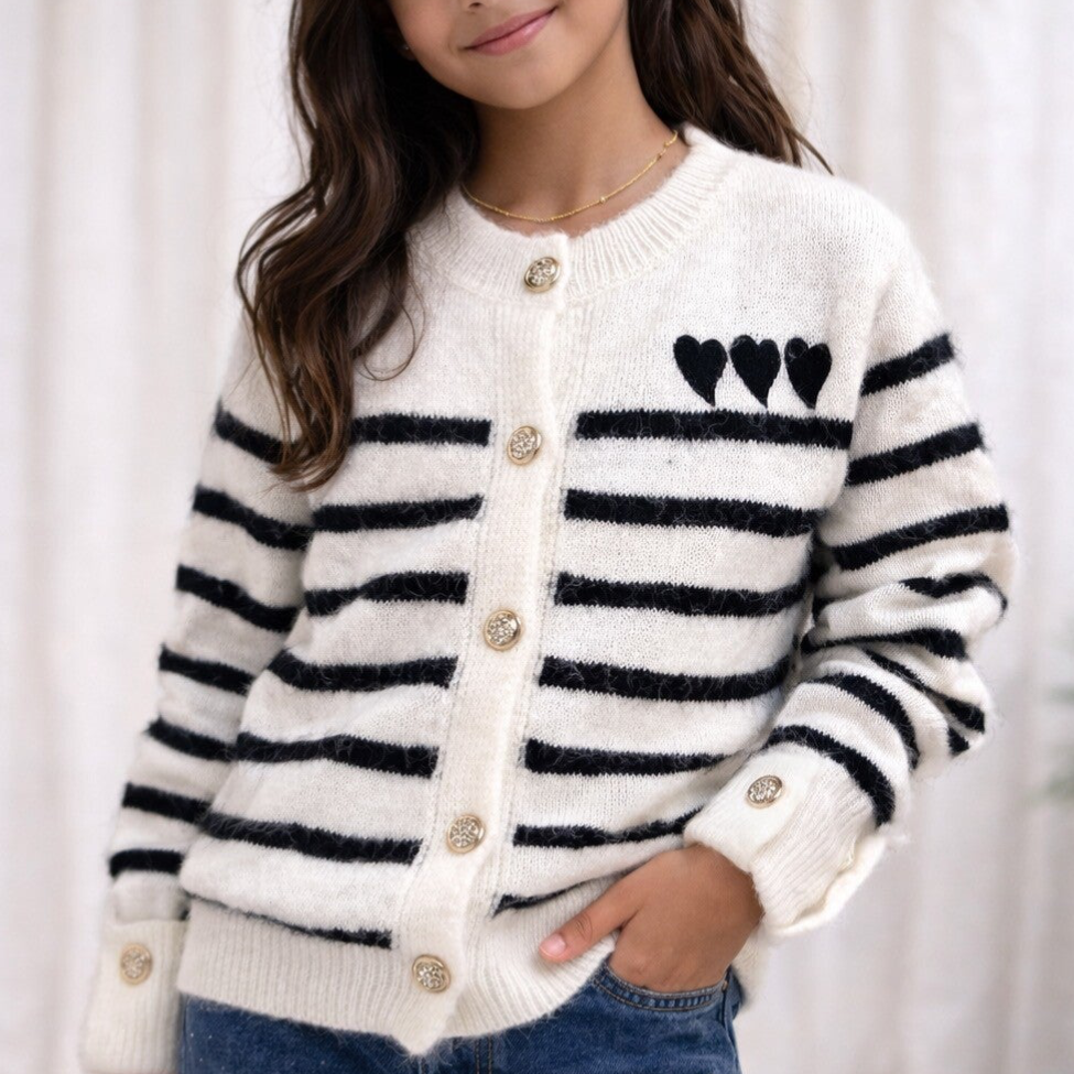 Gilet rayé coeur