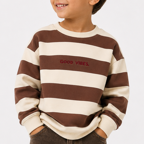 Sweat à rayure marron/crème