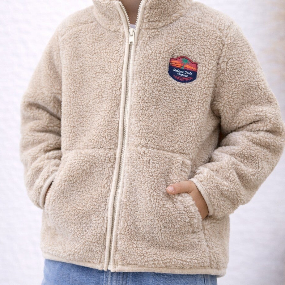 Polaire à capuche beige