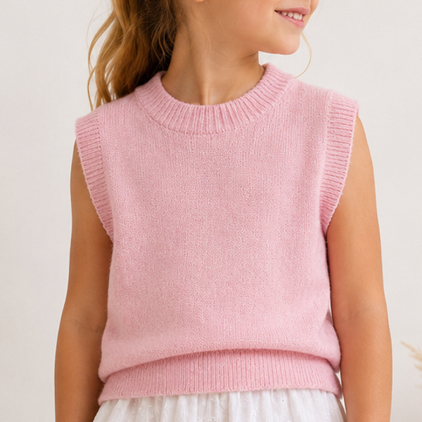 Pull sans manche rose