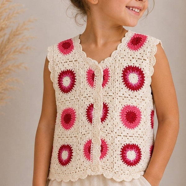 Gilet crochet rouge