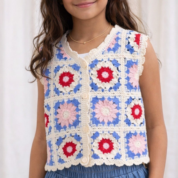 Gilet crochet multicolore